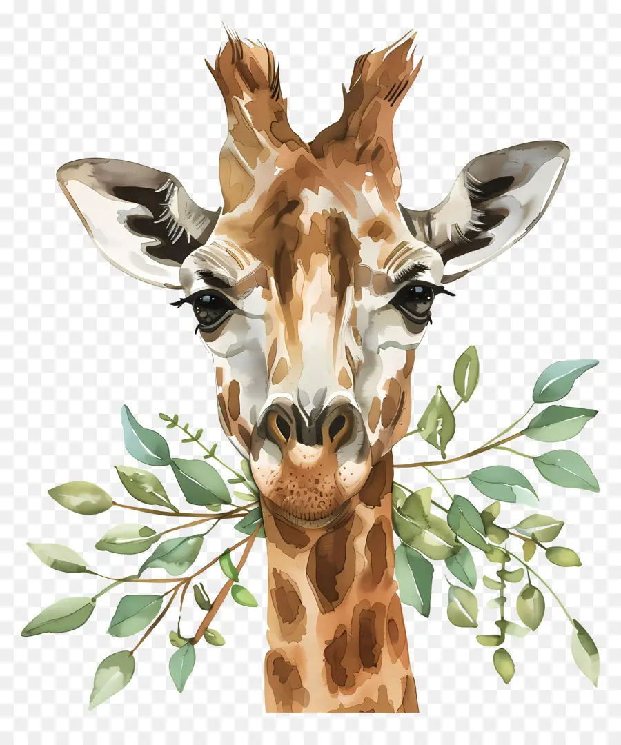 Жираф，листья PNG