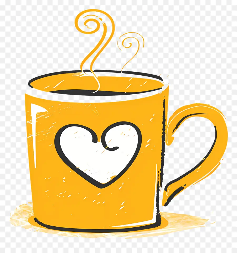 Желтая кружка，Чашка кофе  PNG