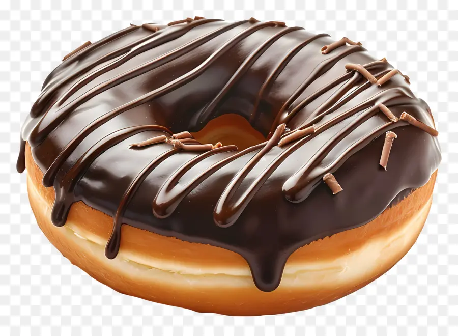 Donut，Шоколадная глазунная пончик PNG