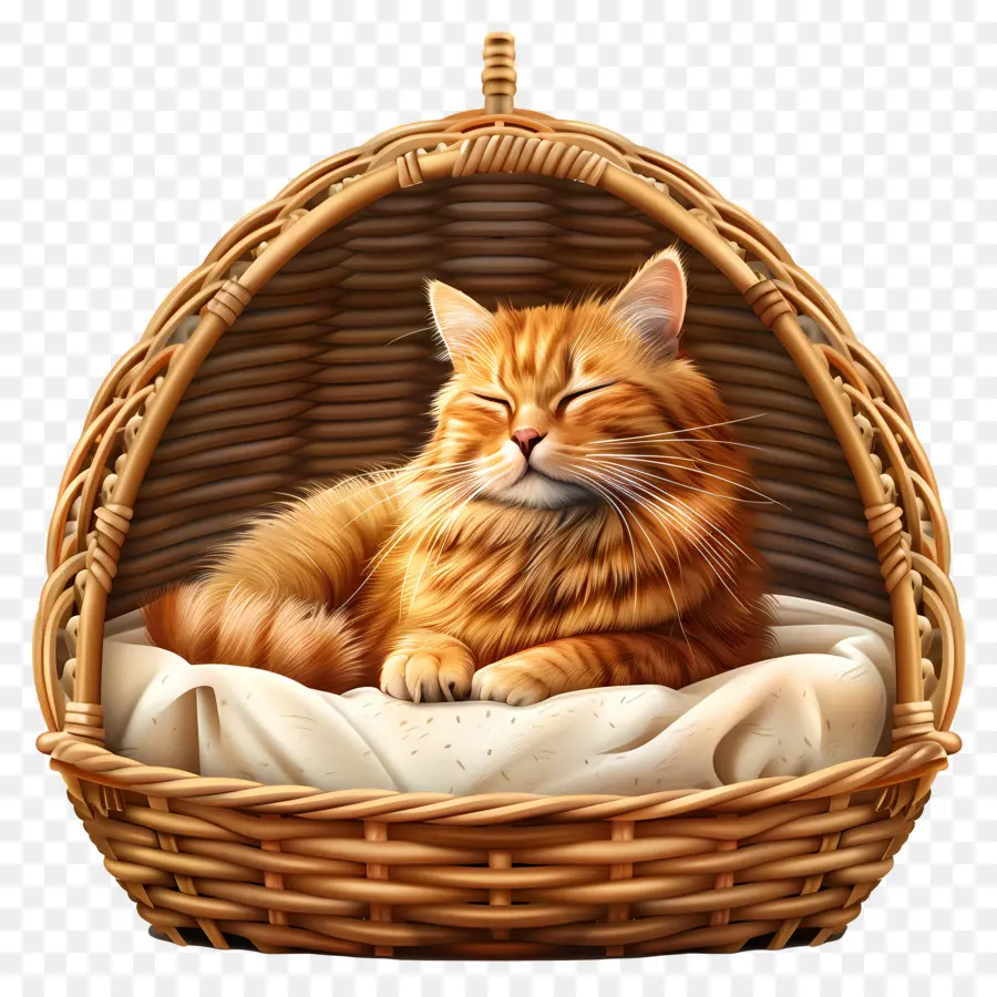 кровать кошка ，оранжевый кот PNG