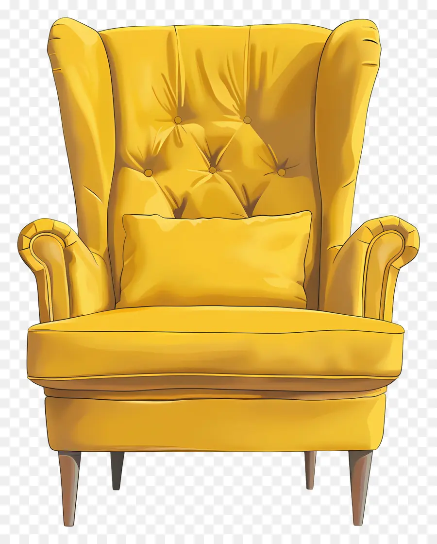 Высокий задний стул，желтое кресло PNG