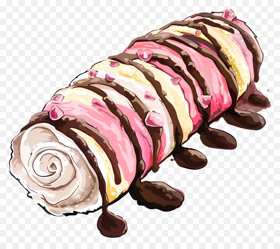 мороженое ролл，Клубничный ролл с шоколадом PNG