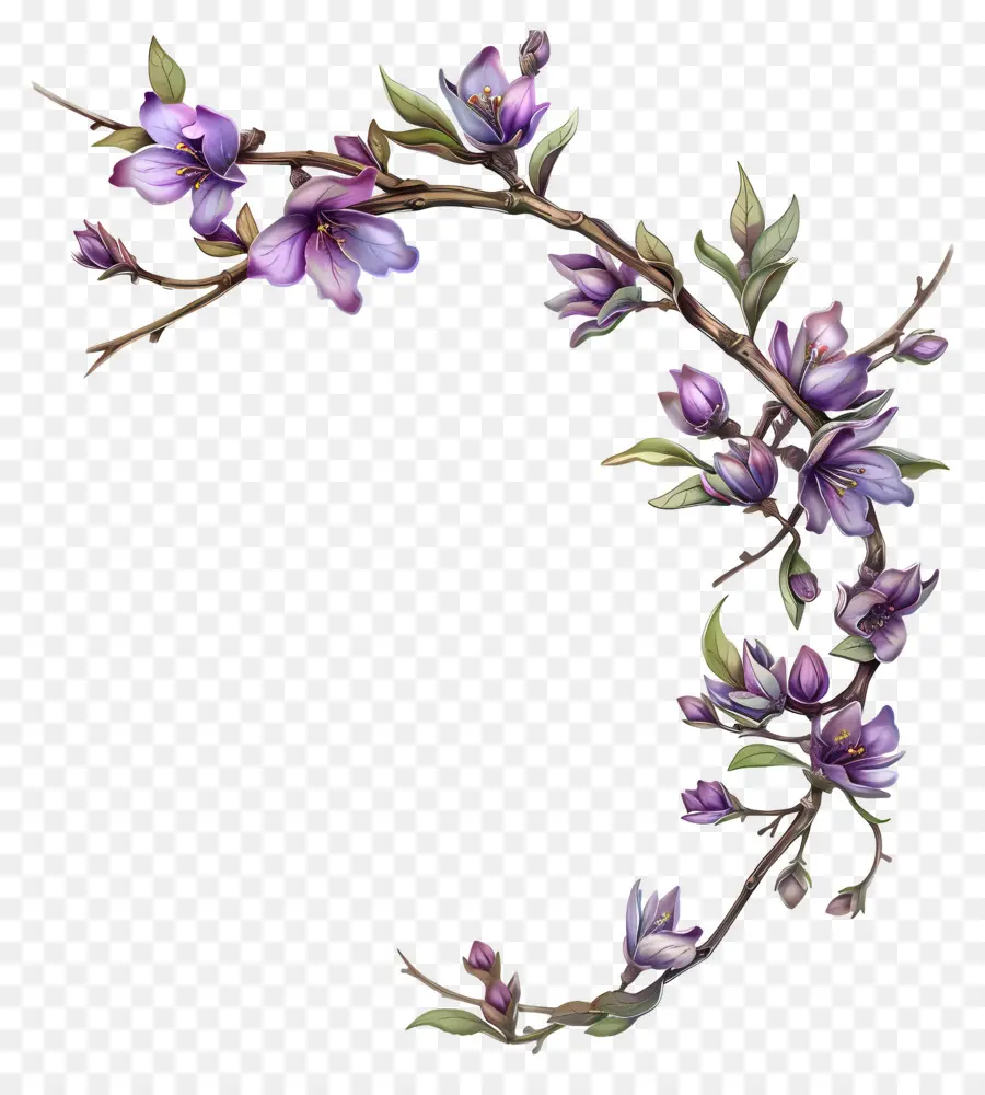 фиолетовые цветы，цветочный венок PNG