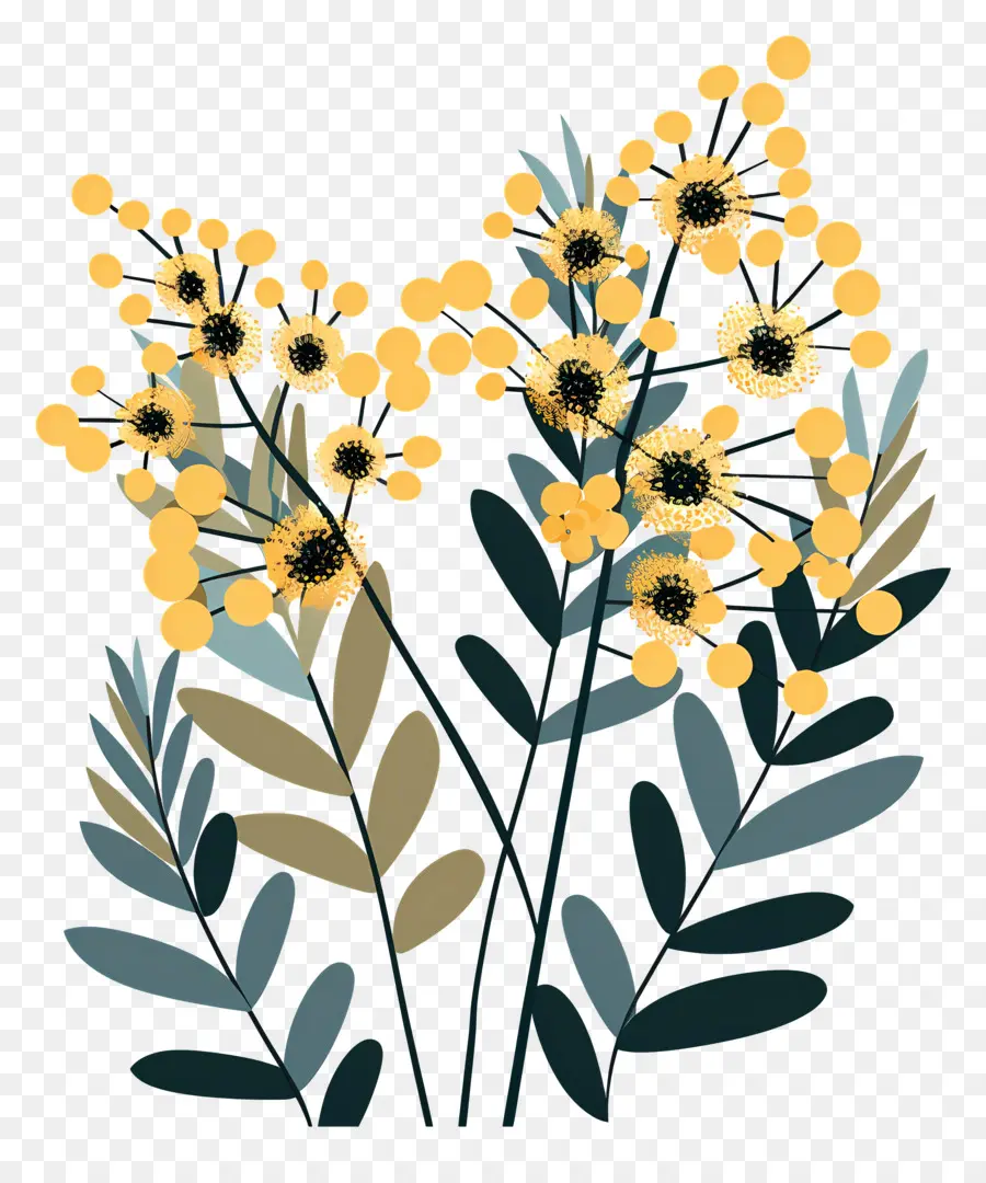 Мимоза Цветы，желтые цветы PNG