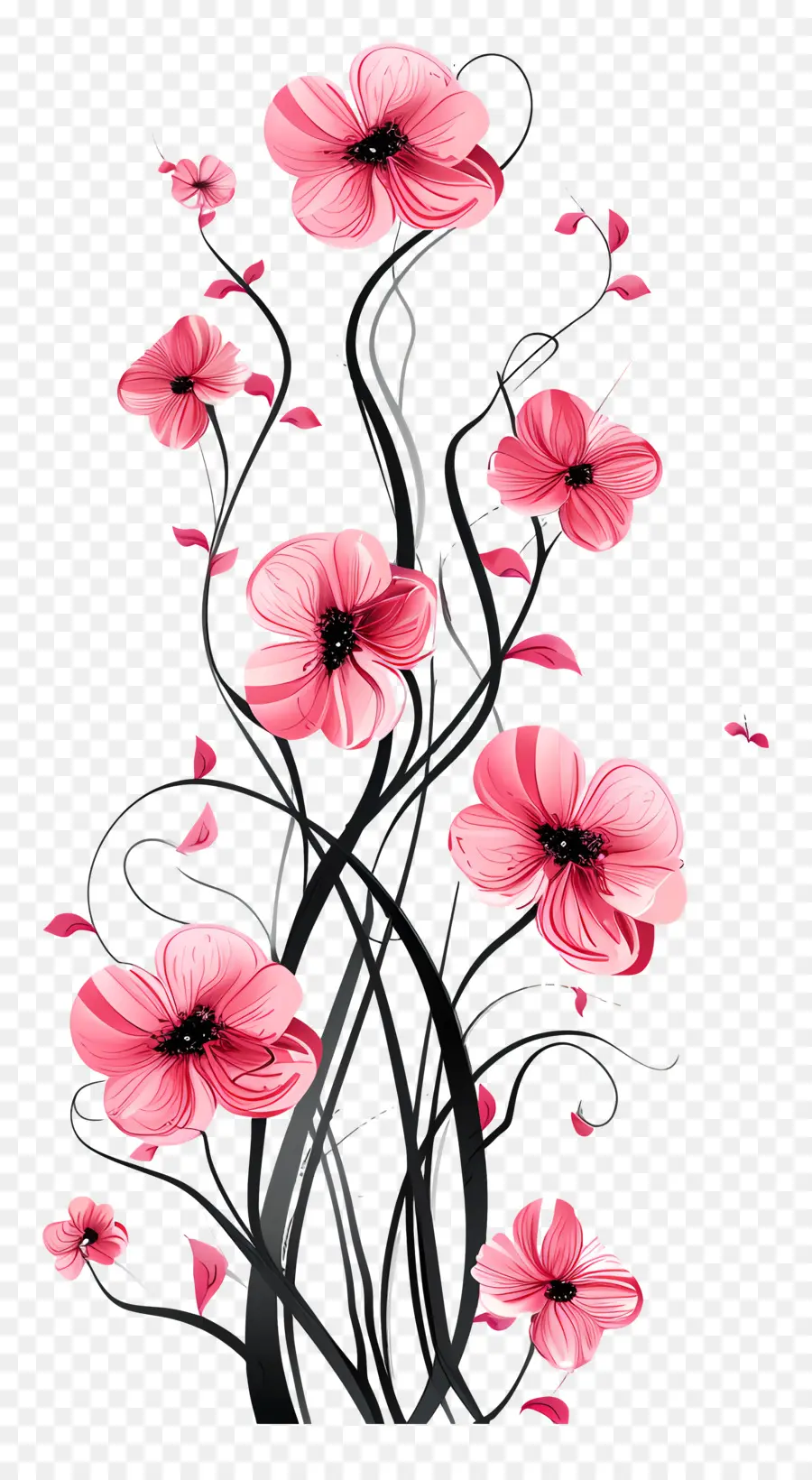Розовые цветы，Каскадный дизайн PNG