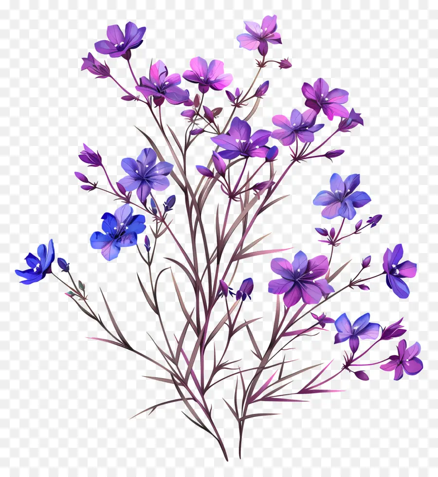 фиолетовые цветы，Темно  синие цветы PNG