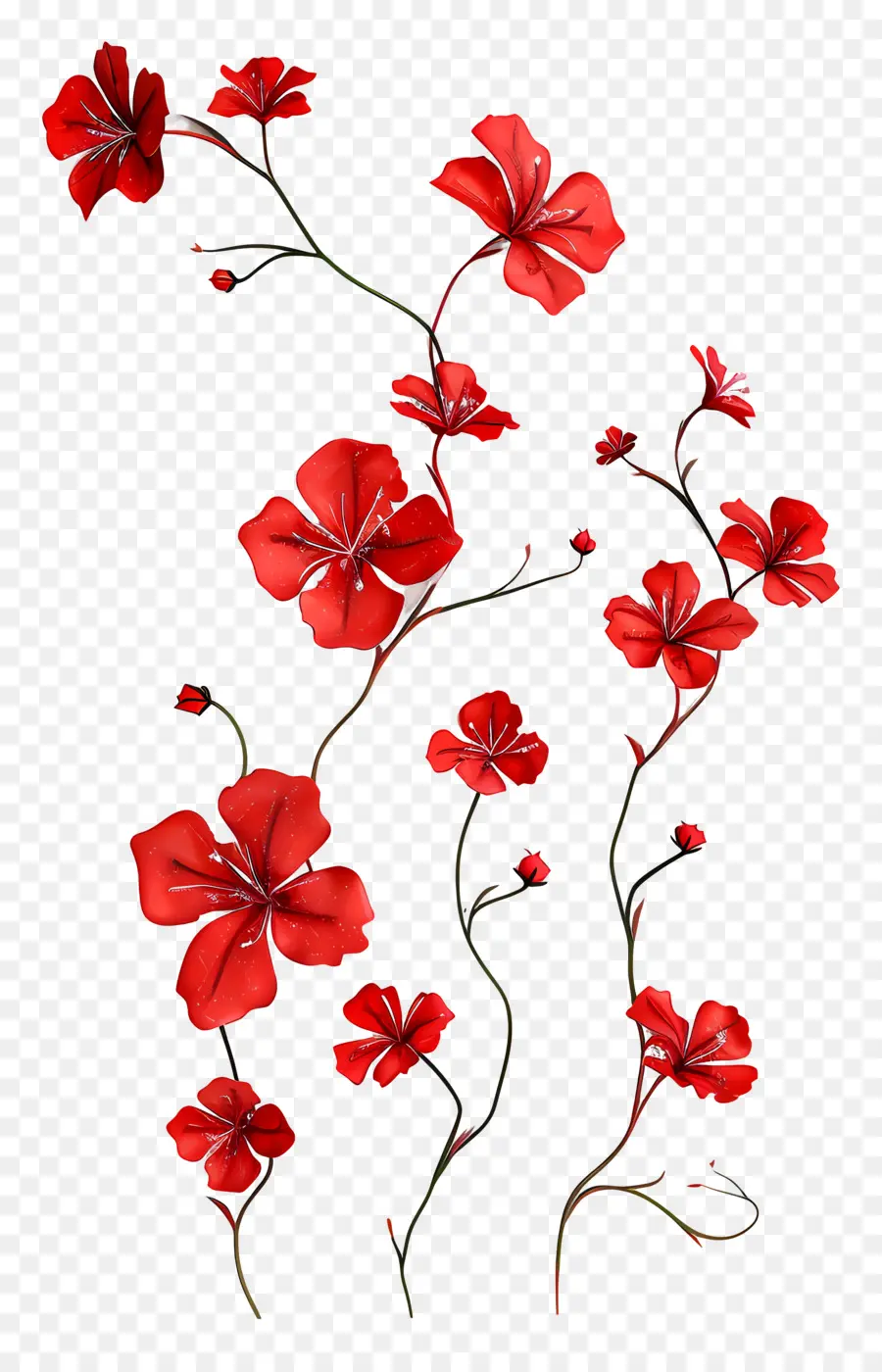 красные цветы，лепестки PNG