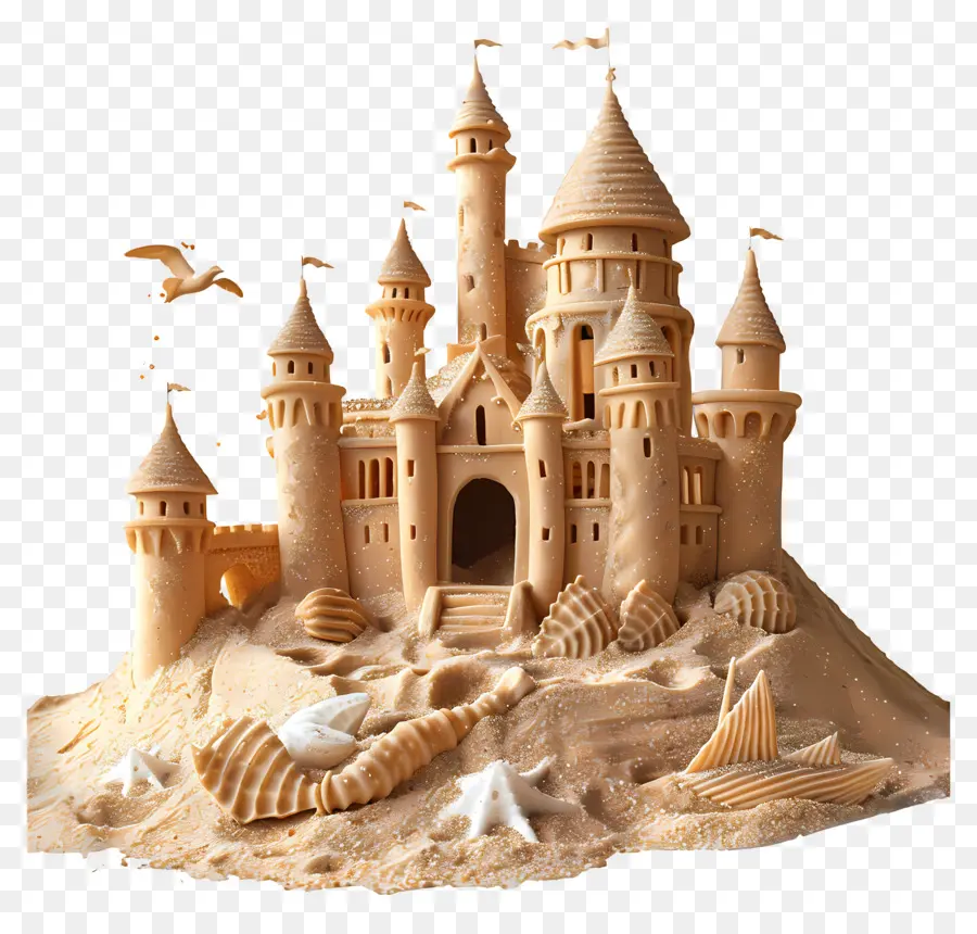 замок из песка，готический замок PNG