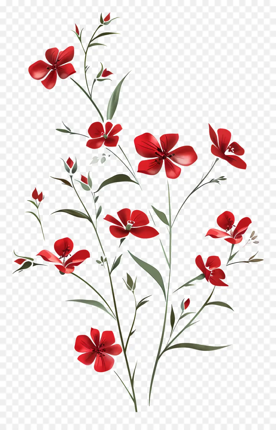 красные цветы，Floral Pattern PNG