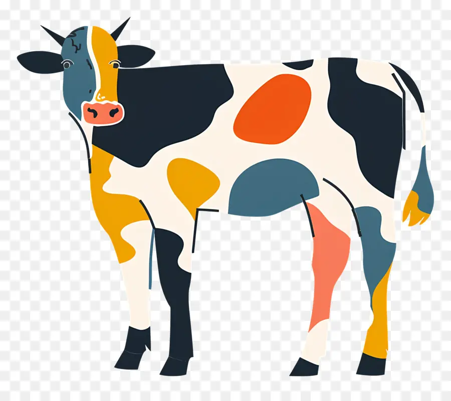корова，черный и белый узор PNG