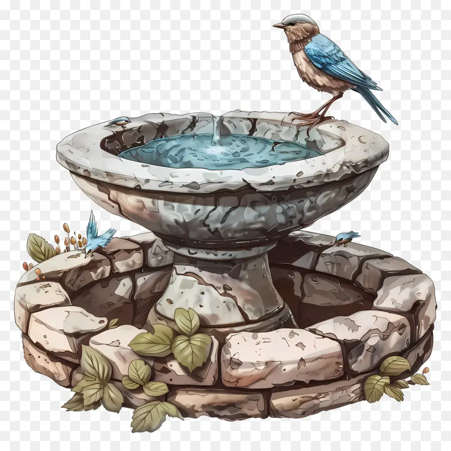 птица ванна，Каменный фонтан PNG
