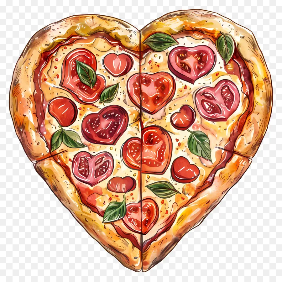 пицца в форме сердца，Вегетарианская пицца PNG