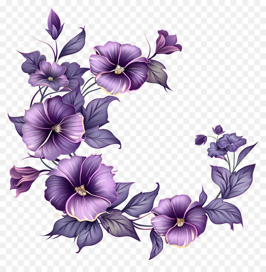 Фиолетовые цветочные рамы，фиолетовые цветы PNG