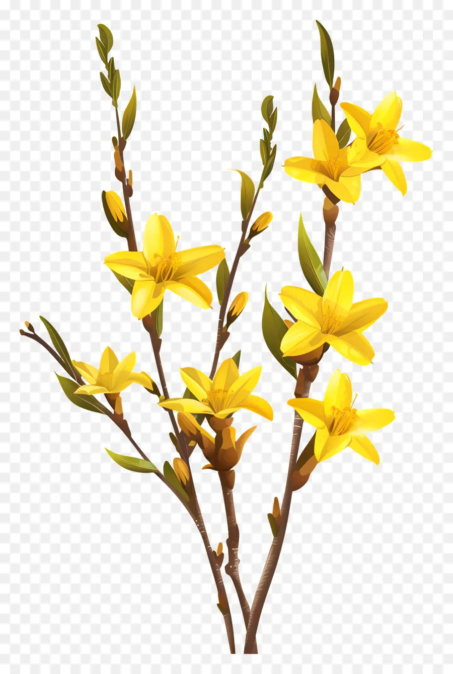 Форзиция，желтые цветы PNG