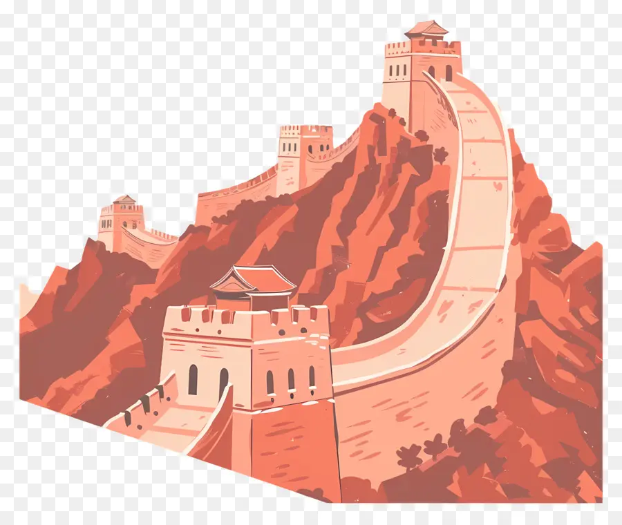 великая Китайская стена，нарисованный от руки PNG