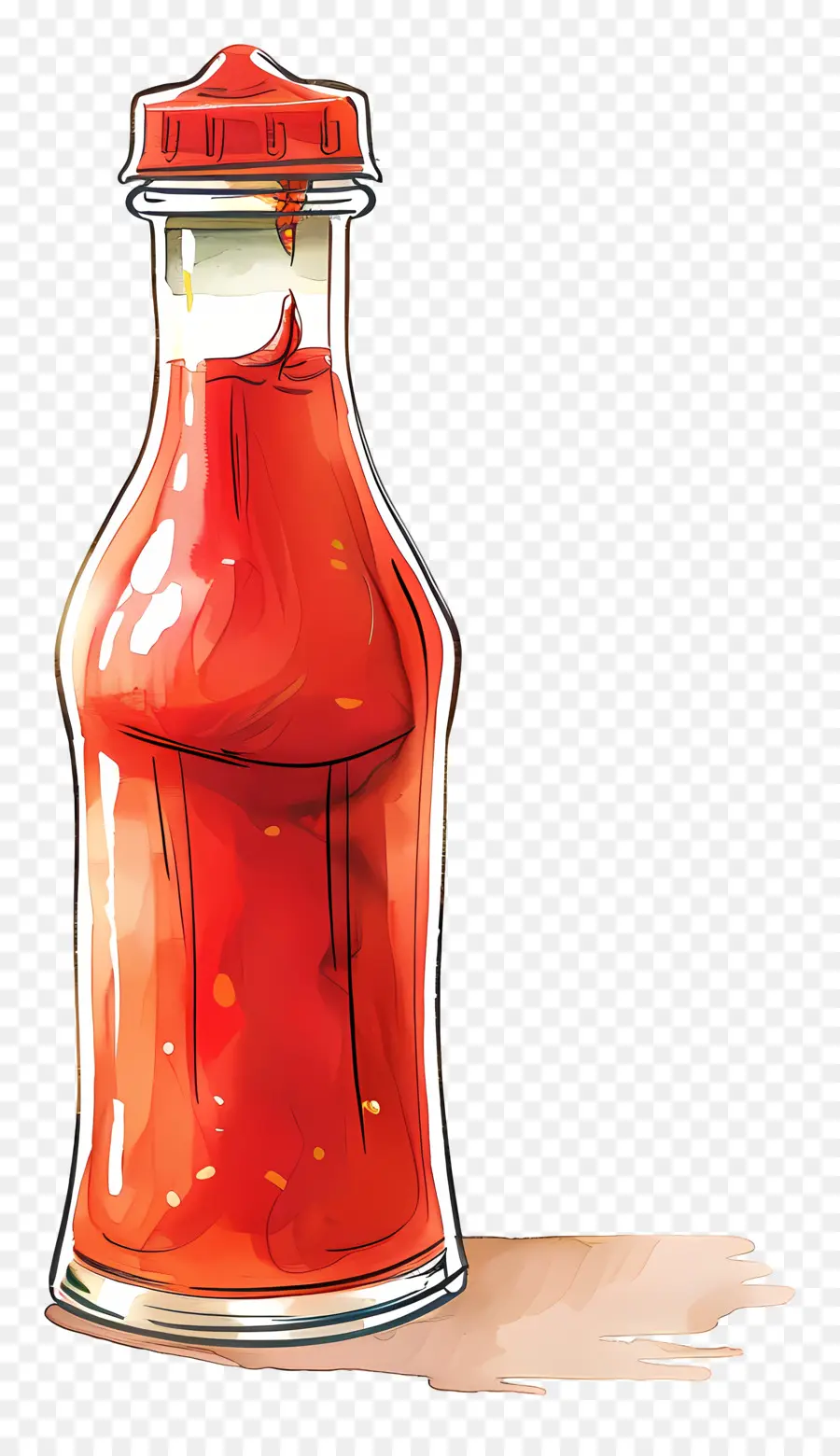 бутылка кетчупа ，акварель искусство PNG