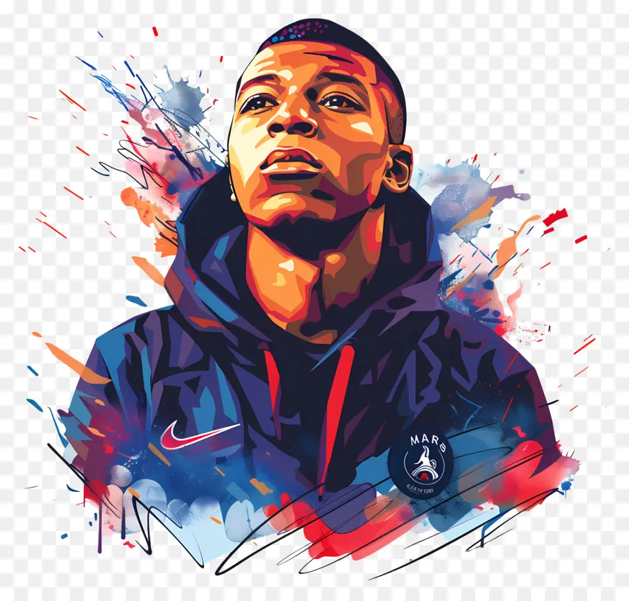 килиан Mbappé，Портретная живопись PNG