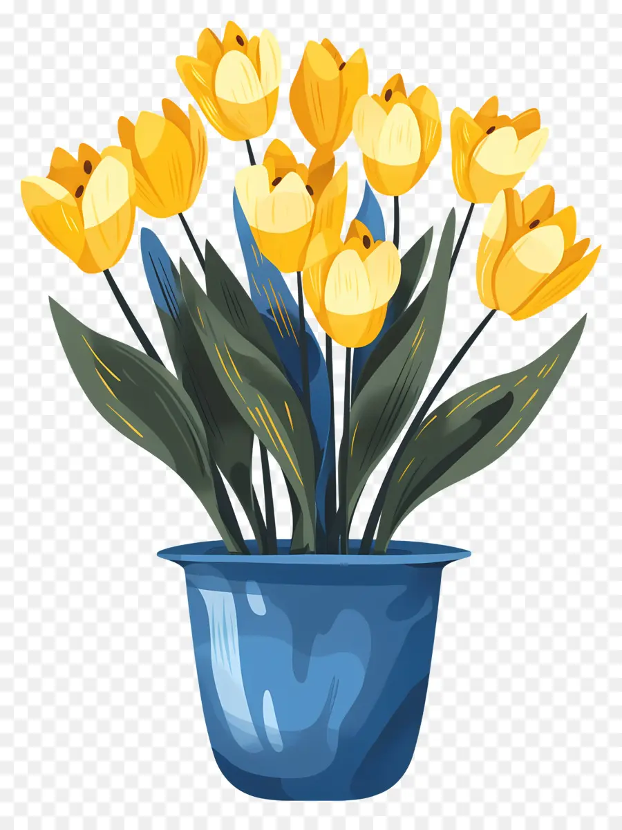 желтые цветы，желтые тюльпаны PNG