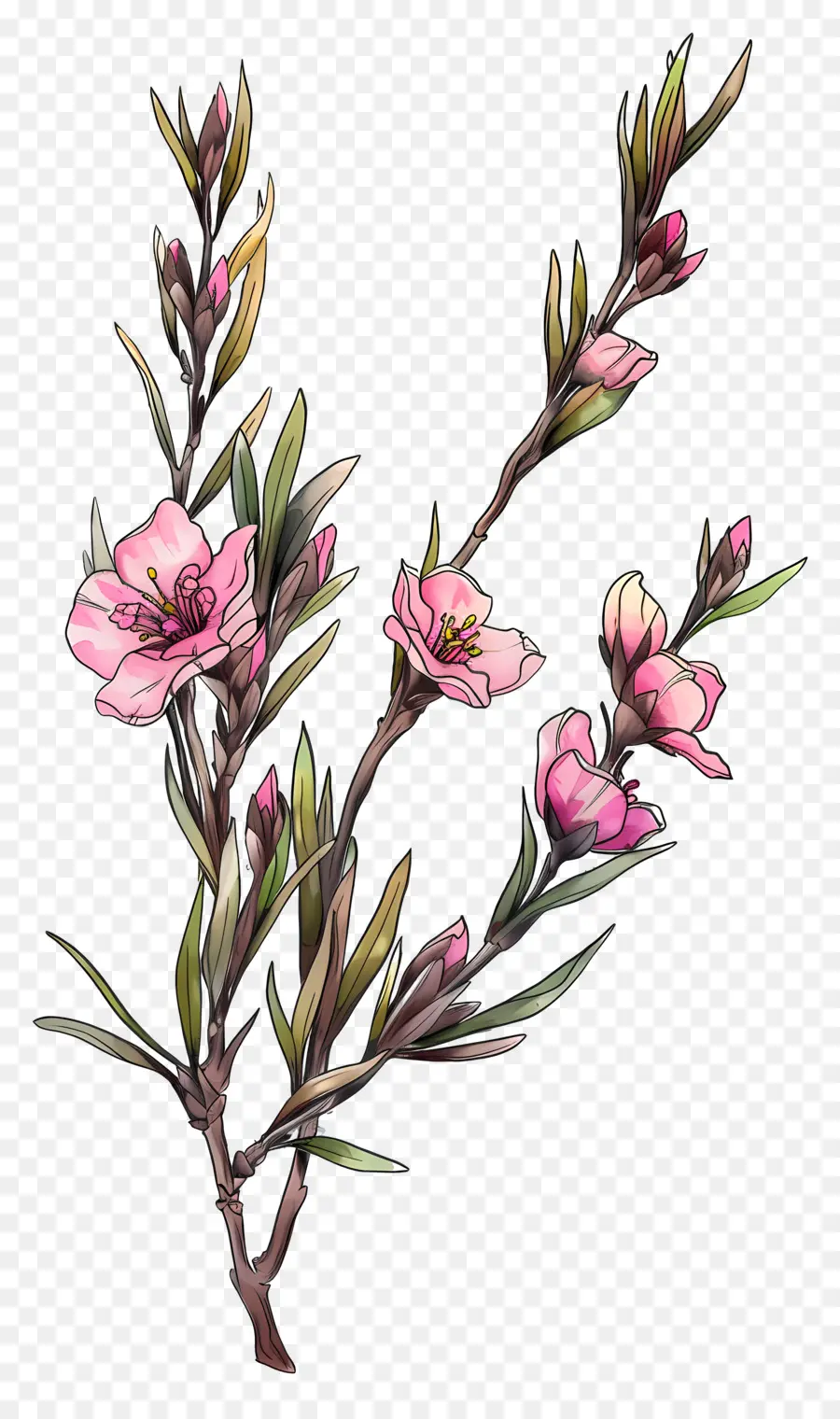 Розовые цветы，филиал цветок  PNG