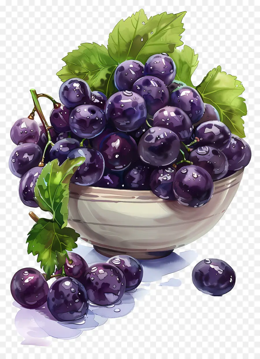 миска винограда，фиолетовый виноград PNG
