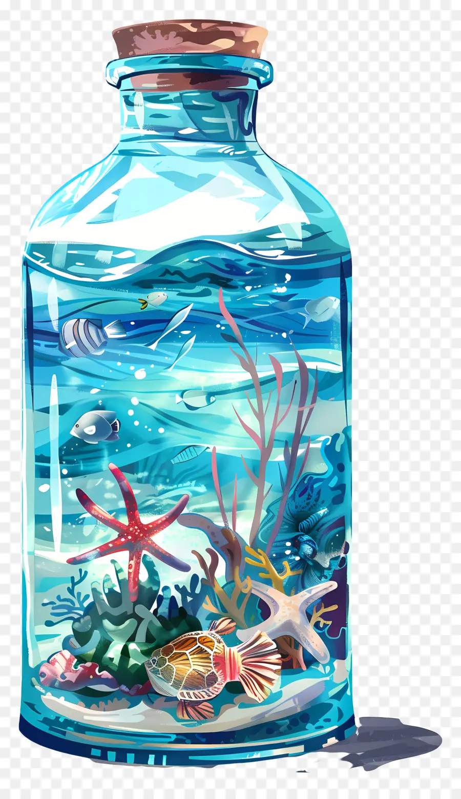 океан в бутылке，подводный PNG