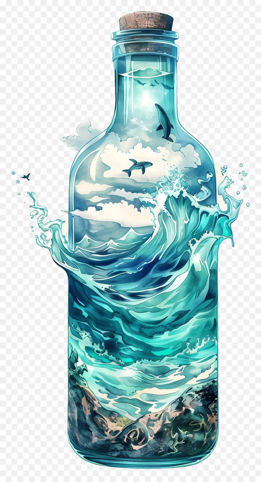 океан в бутылке，океанская вода PNG