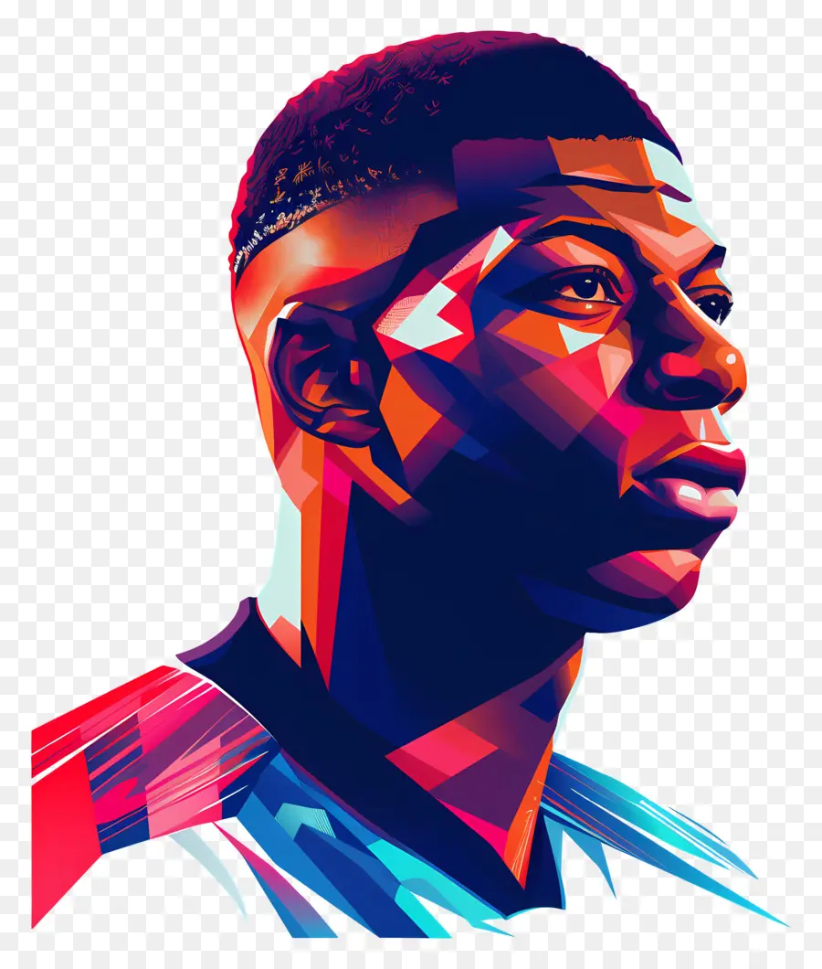 килиан Mbappé，3D визуализация PNG