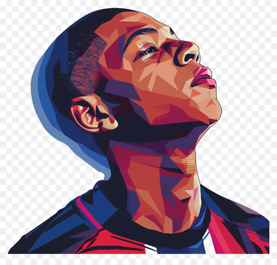 килиан Mbappé，цифровая живопись PNG