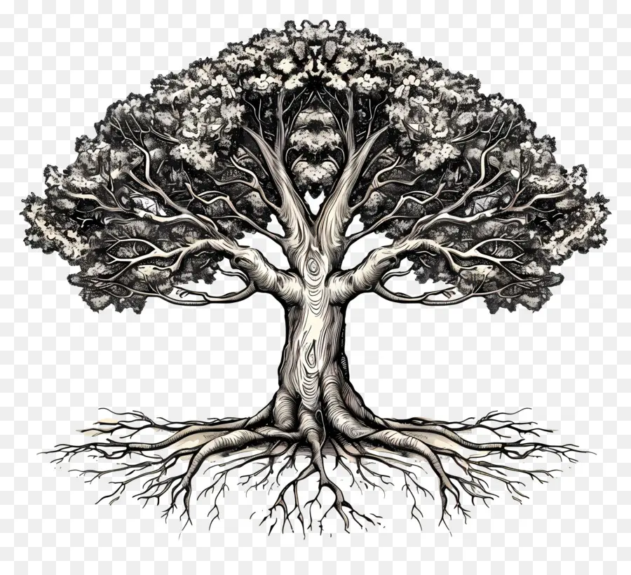 дерево с корнями，искусство дерево  PNG