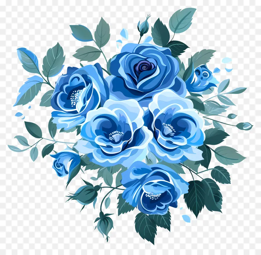 букет роз ，синие розы PNG