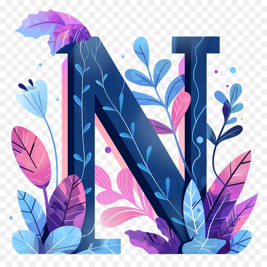 письмо N，цветочная композиция PNG