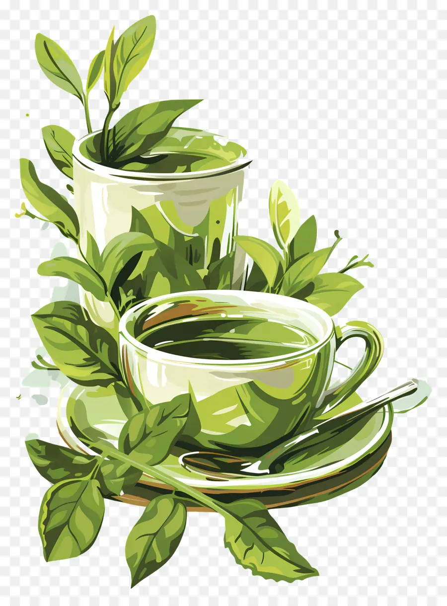 Green Tea，живопись PNG