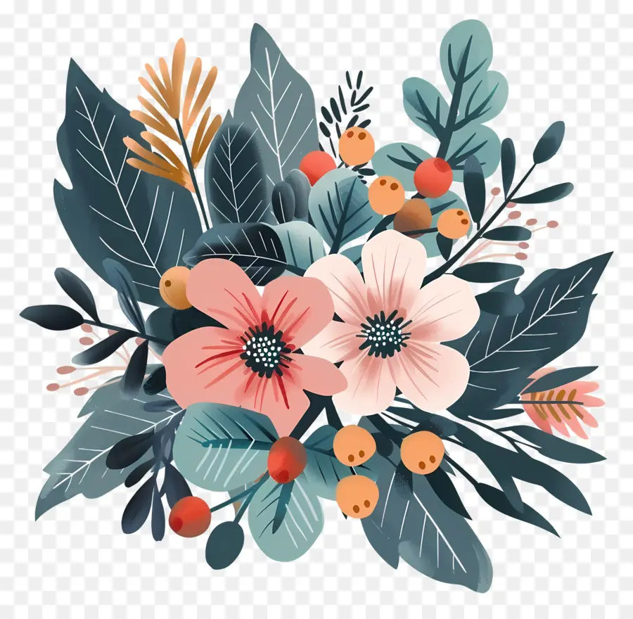 зимний цветок，цветочная иллюстрация PNG