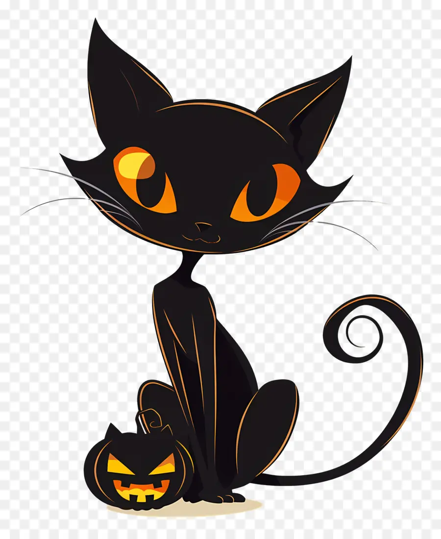 Хэллоуин кошка，Мультфильм Черный кот PNG