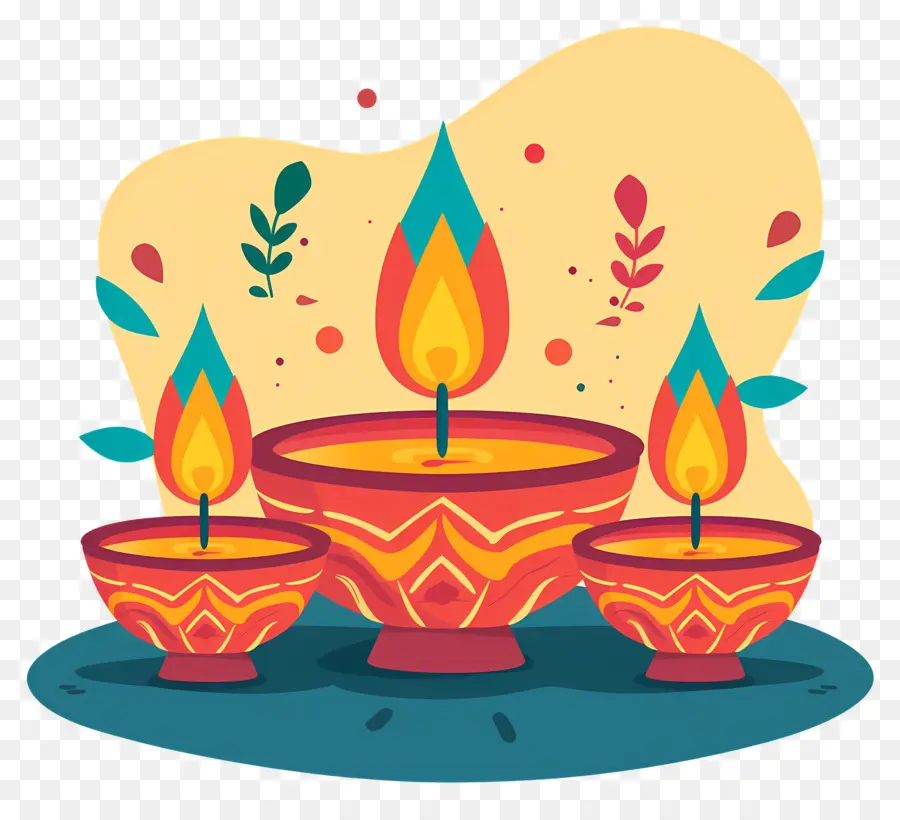 Дипавали，Lotus Flower Candles PNG