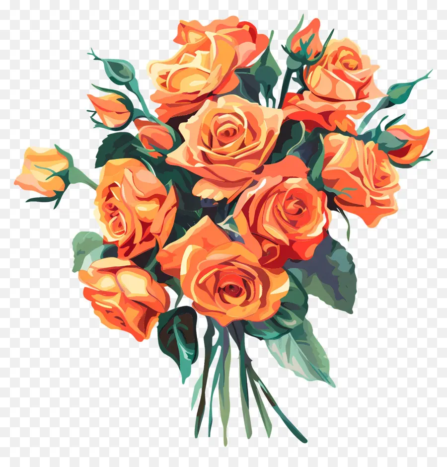 букет роз ，оранжевые розы PNG