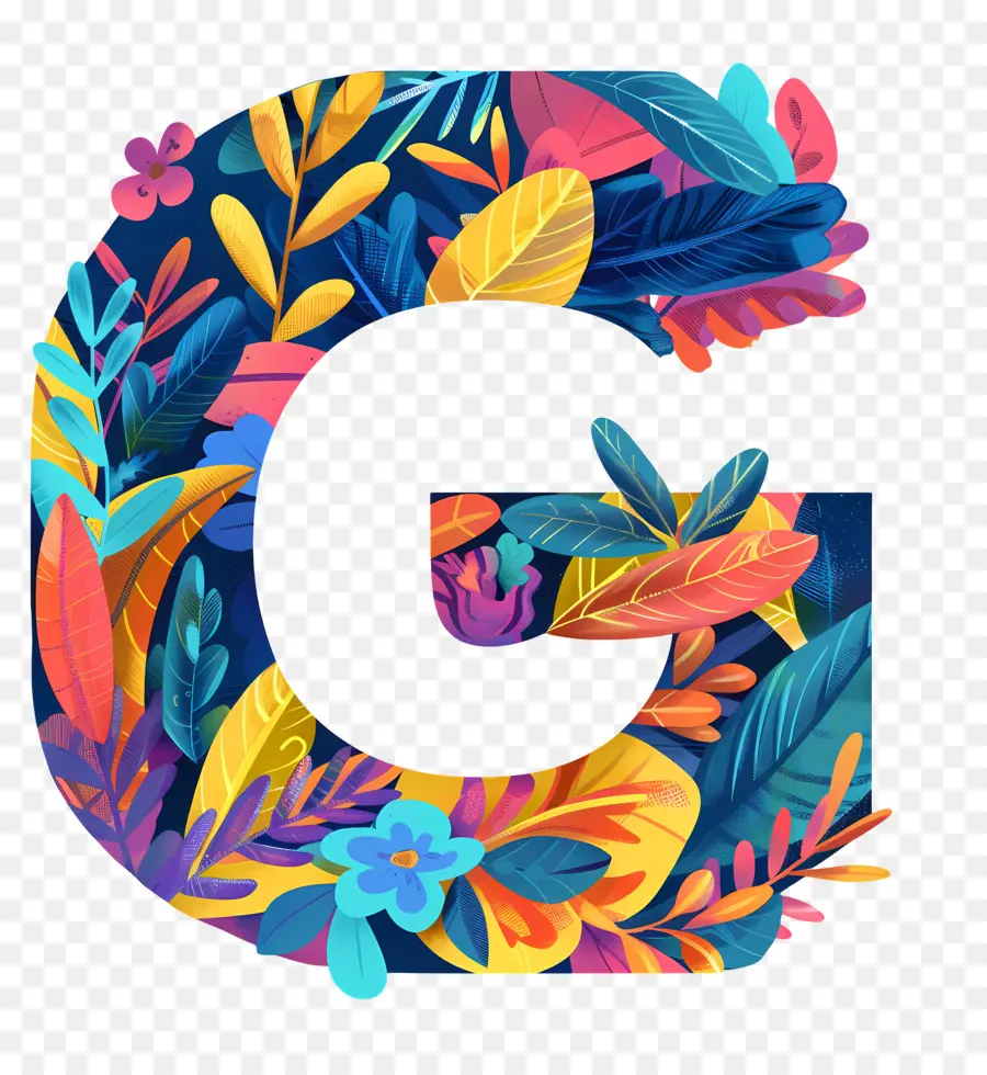Буква G，цветочный дизайн PNG