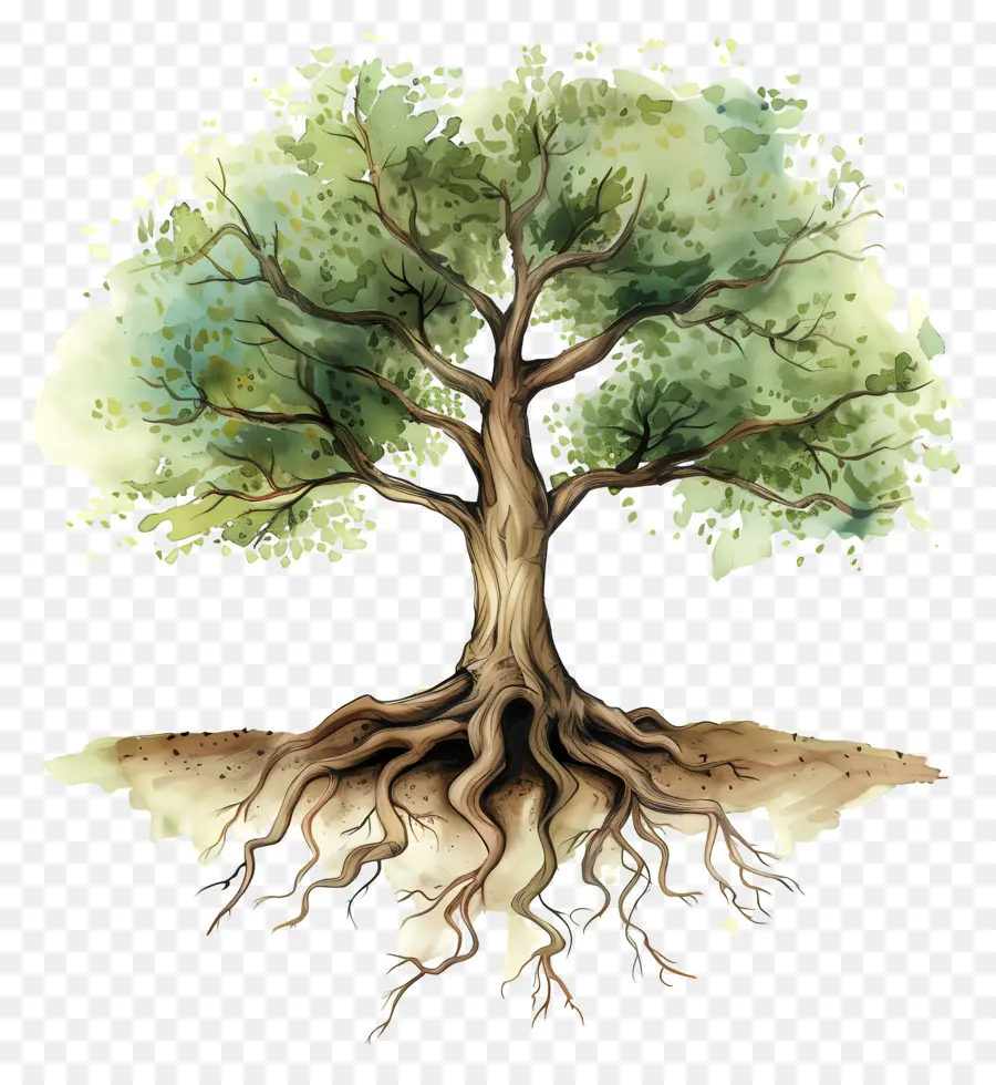 дерево с корнями，картина дерево  PNG