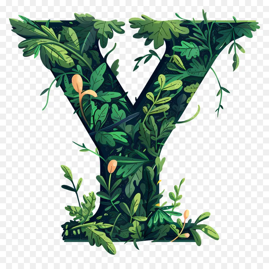 буква Y，зеленые растения PNG