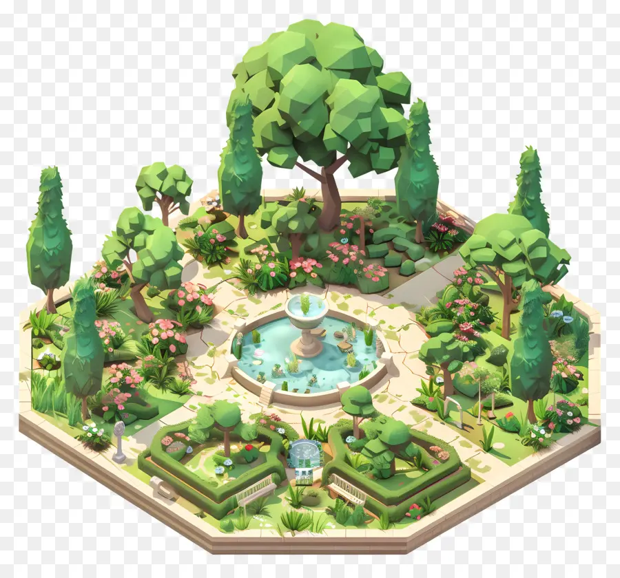 английский сад，сад фонтан PNG