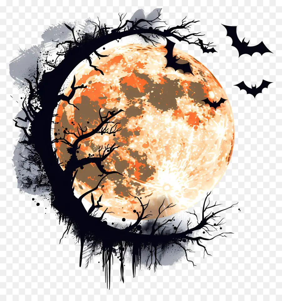 Хэллоуин，луна PNG