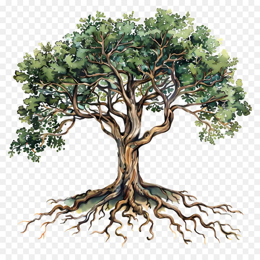 дерево с корнями，древнее дерево PNG
