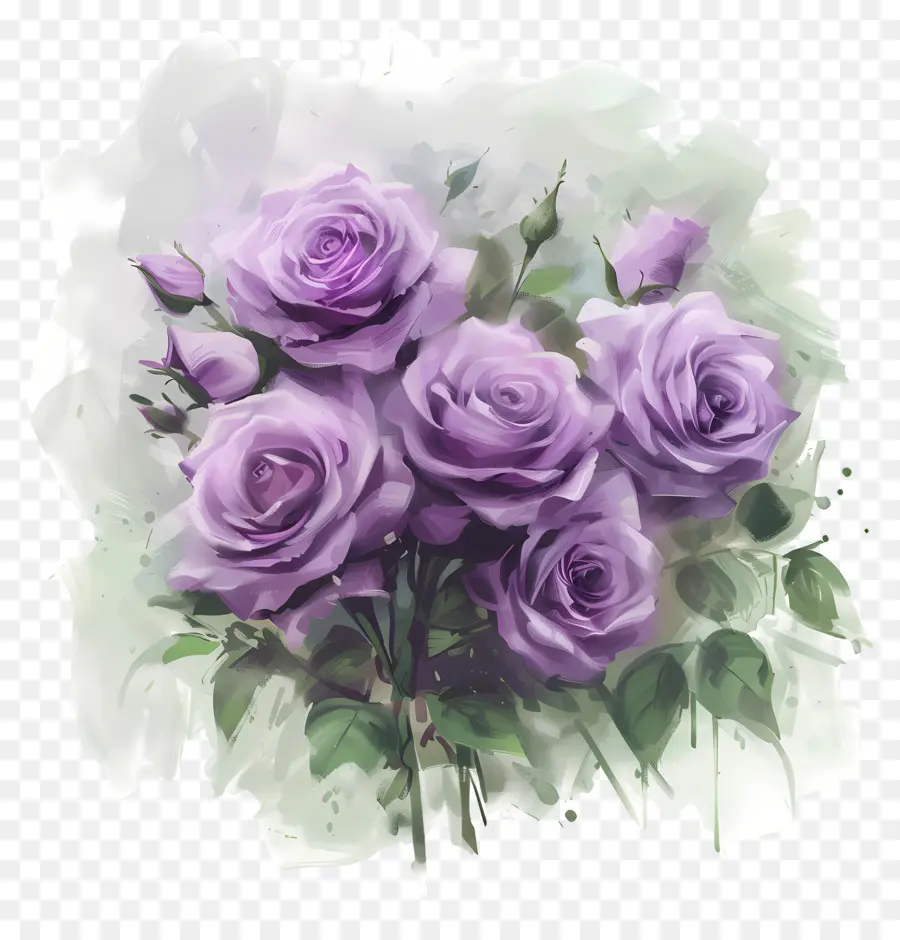 букет роз ，фиолетовые розы PNG
