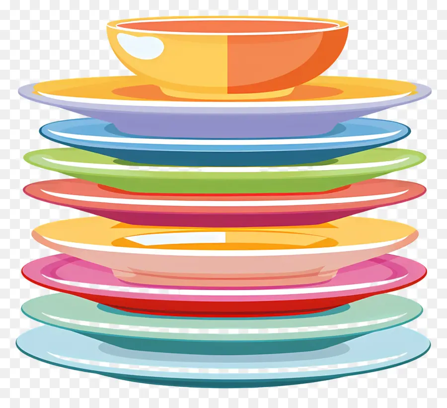 Стоп тарелок，красочные тарелки PNG