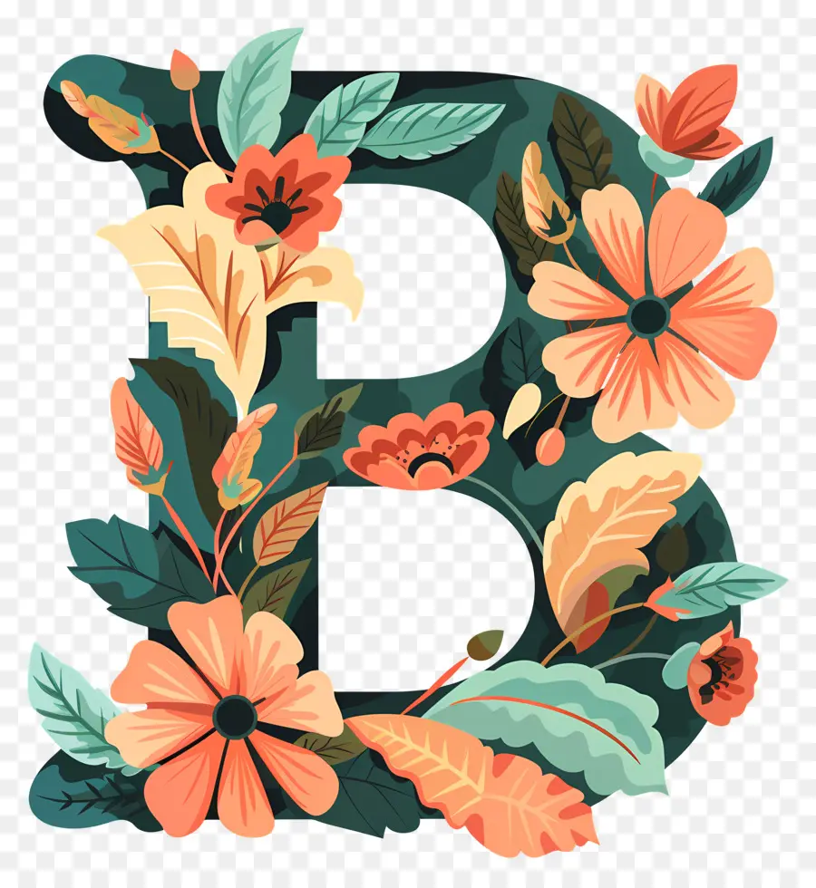 буква B，цветочные письмо PNG