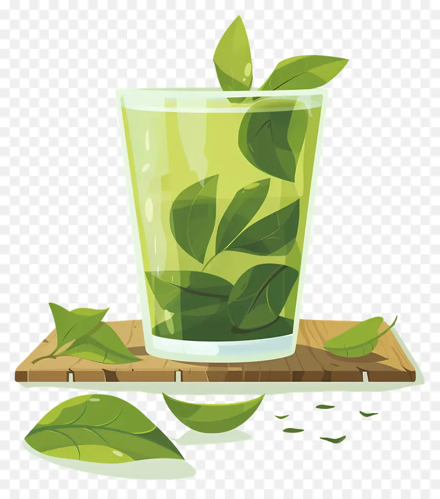 Green Tea，Деревянный поднос PNG