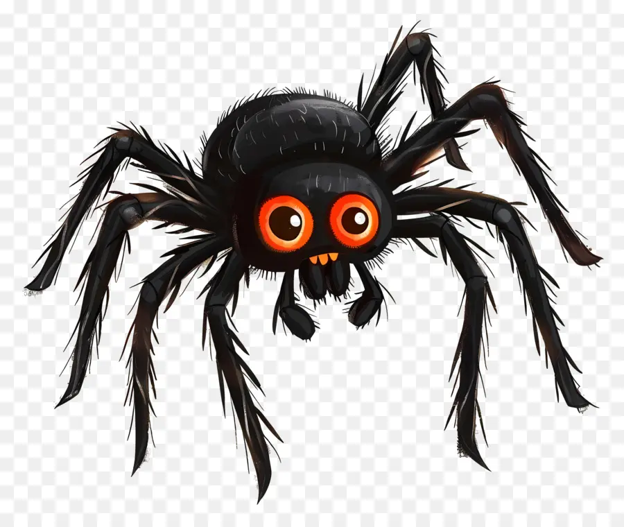 паук Хеллоуин ，черный и оранжевый паук PNG