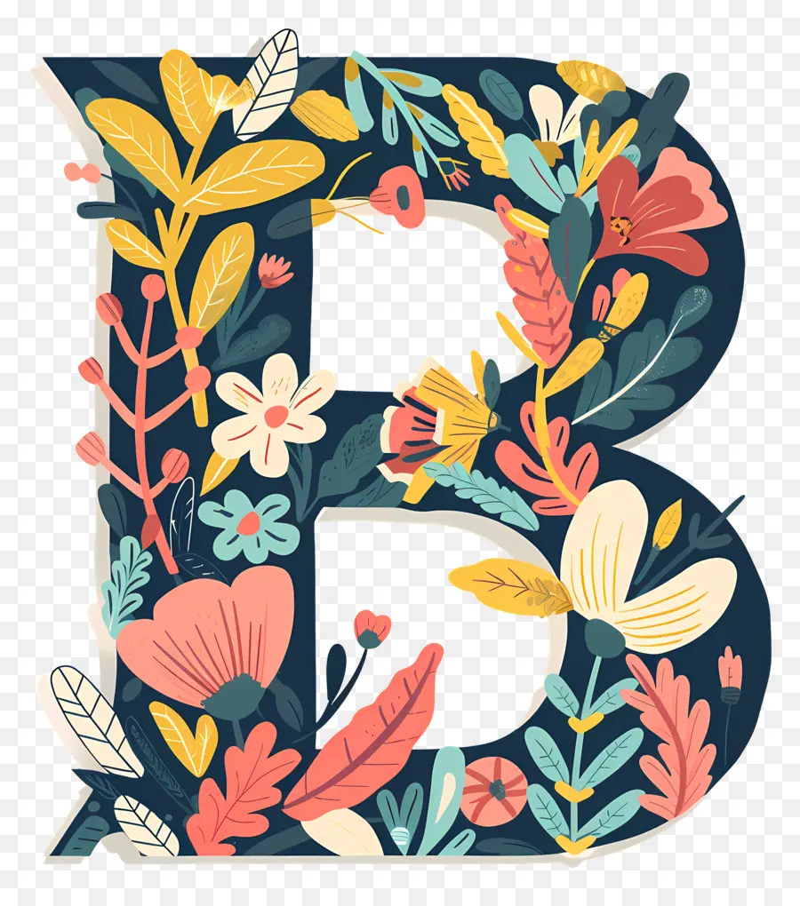 буква B，цветочные письмо PNG