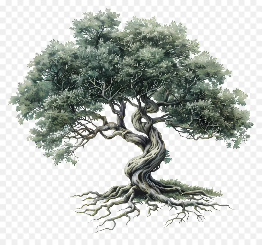 дерево с корнями，Oak Tree PNG