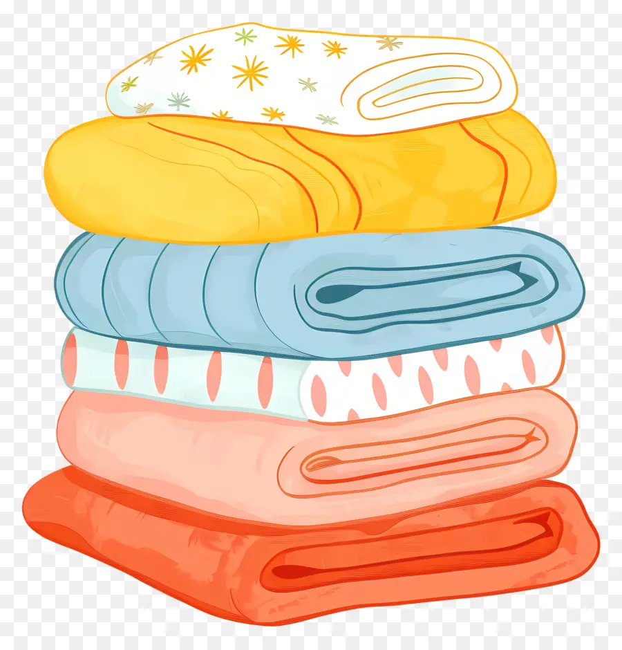 стек полотенца，красочные одеяла PNG